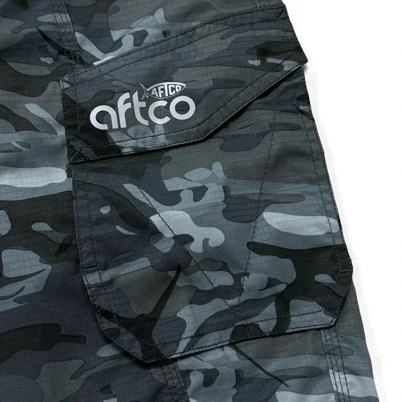 AFTCO Mens Blue Camo Ripstop Fishing Cargo Shorts Size 38 Camouflage Utility - Picture 4 of 9